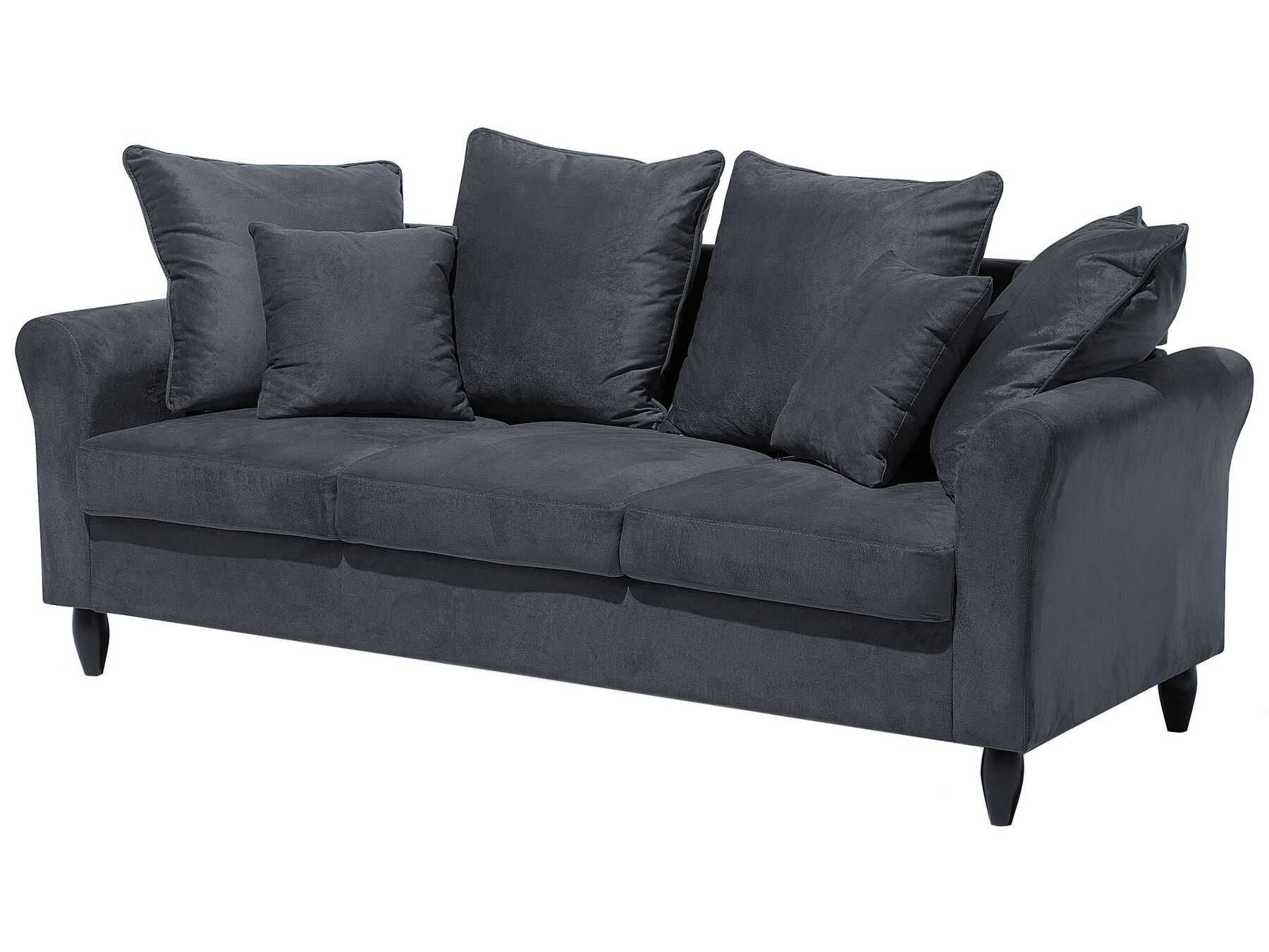 OKAZJA!! Sofa 3-osobowa welurowa czarna BORNHOLM - jak nowa / WROCŁAW