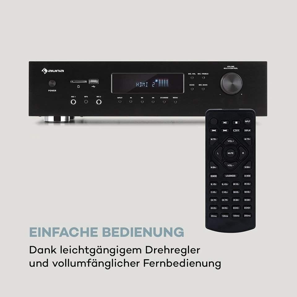 Підсилювач звуку Auna AMP-H260 5.1 2x100W+3x20WRMS Гарантія З Німеччин