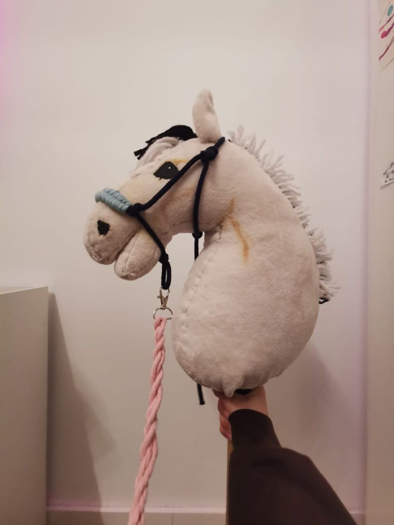 Hobby horse z halterem i uwiązem