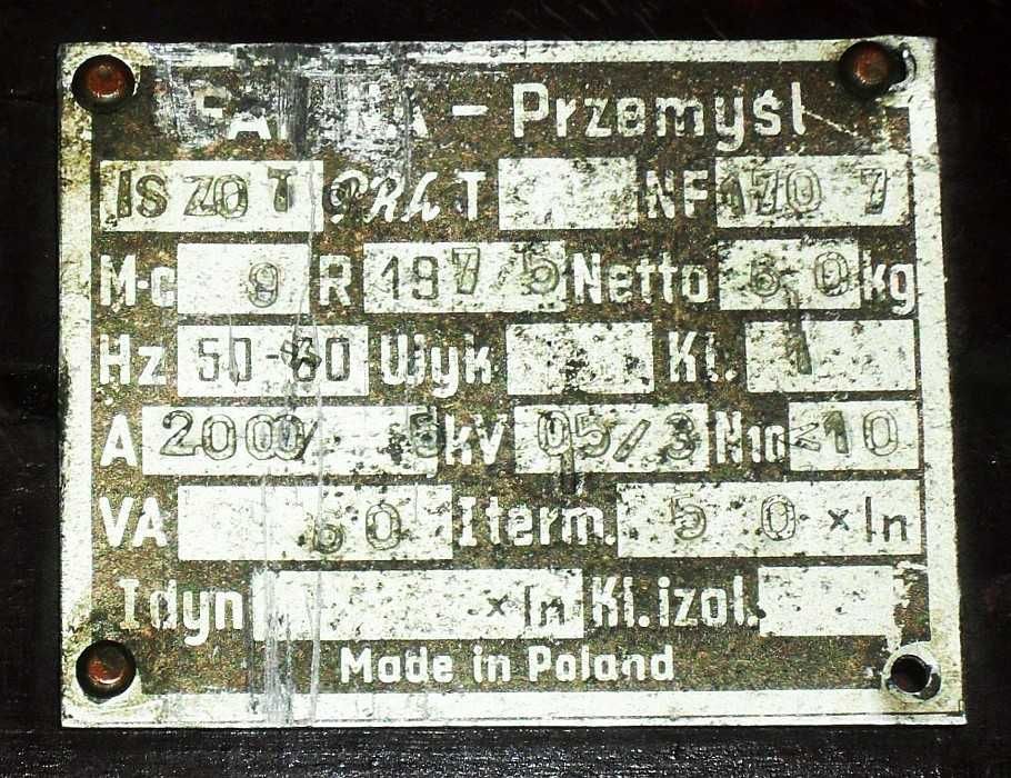 Przekładnik prądowy ISZOTa 2000 A / 5 A FANINA Przemyśl PRL