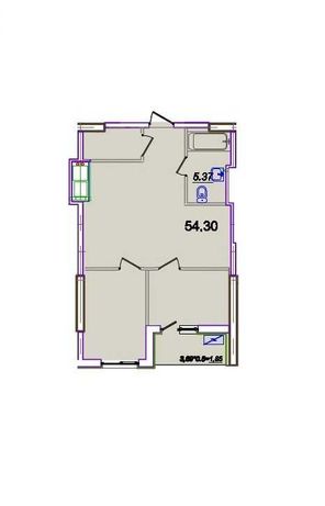 2-комнатная квартира 55 кв. м в новом доме. Аркадия