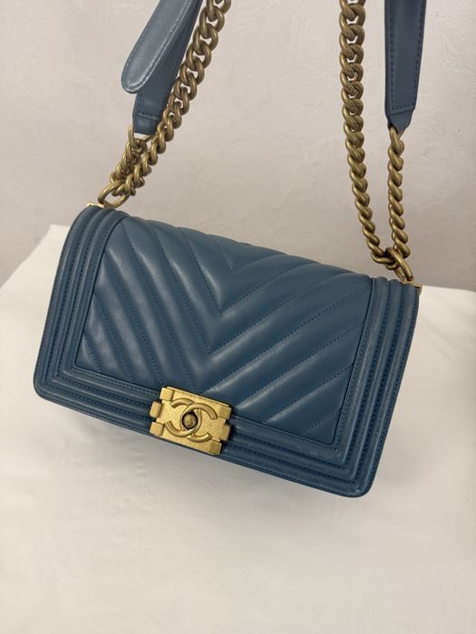 Сумка оригинал chanel boy гладка шкіра