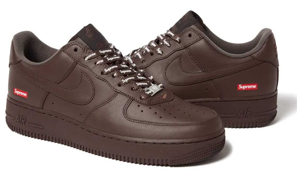 Sapatilhas Nike Air Force 1 x Supreme castanhas (tam. 41)