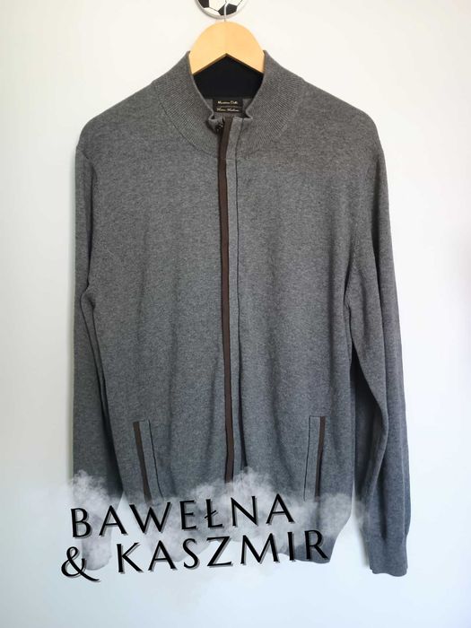 Męski bawełniano-kaszmirowy kardigan Massimo Dutti - rozmiar XL, szary