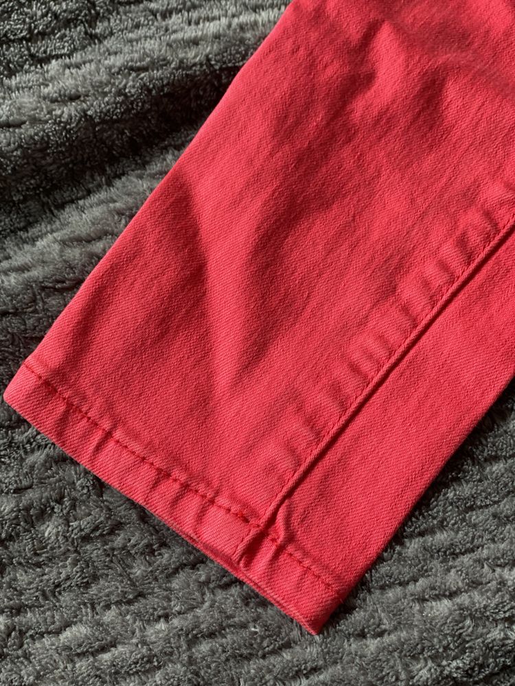 Spodnie rurki czerwone, malinowe S