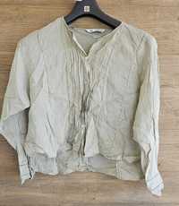Koszuka lniana letnia plisowana asymetryczna Zara S 36