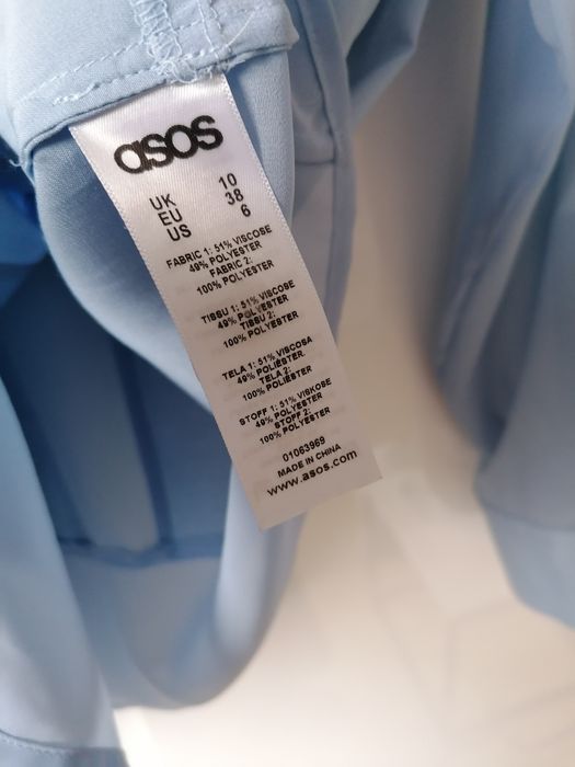Satynowa koszula Asos błękit satyna oversize baby blue 34 xs 36 s 38 m