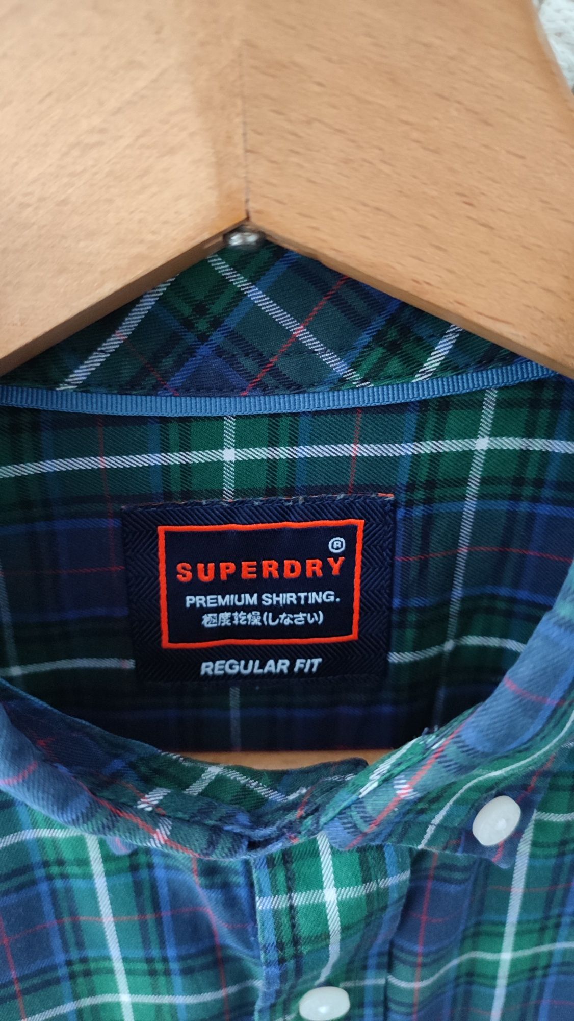 Superdry koszula z długim rękawem regular fit granatowa w kratkę roz.S