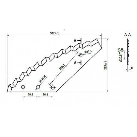 Nóż do paszowozu 507x8 mm, STRAUTMANN