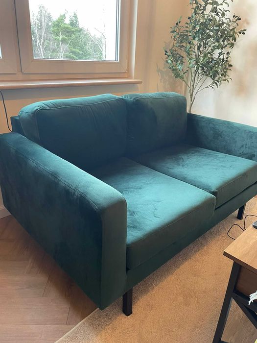 Kanapa, zielona, butelkowa zieleń, 2-osobowa