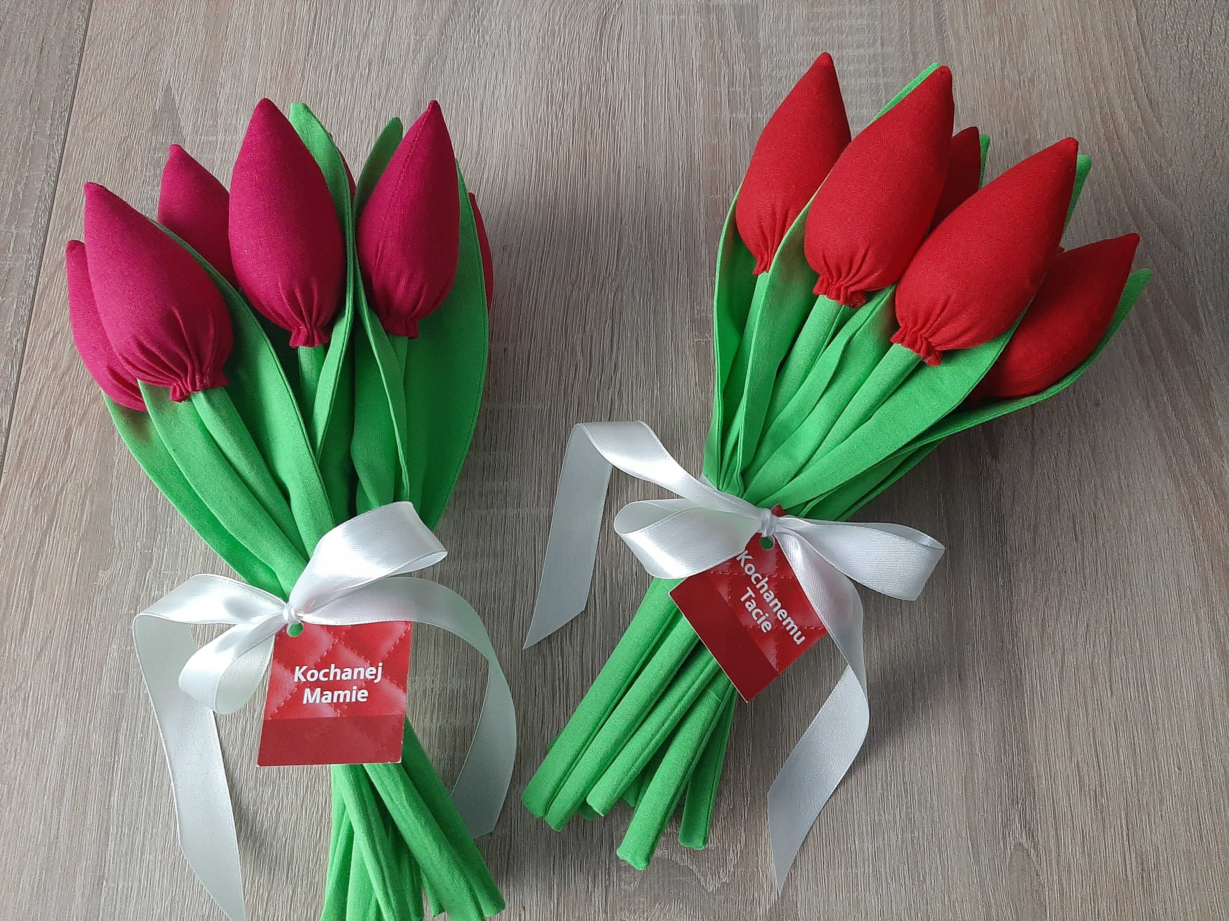 Dzień Matki tulipany ręcznie szyte bilecik, folia 13 kolorów