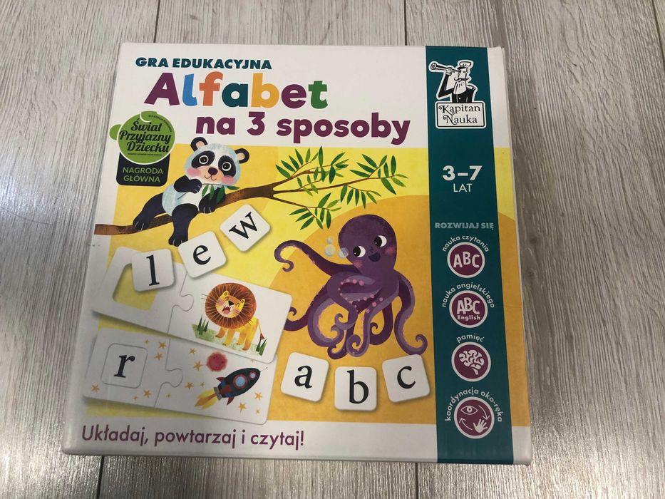 Gra planszowa edukacyjna Alfabet na 3 Sposoby kompletna wiek 3-7 lat