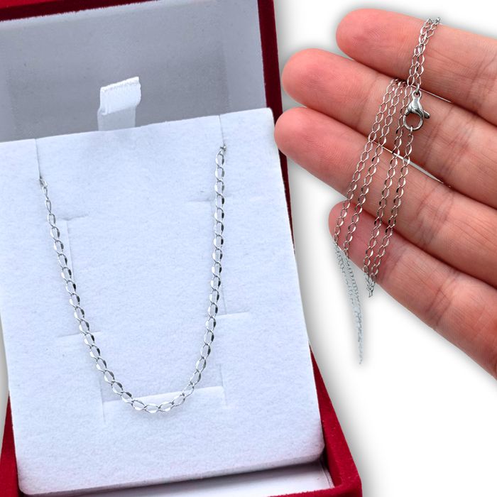 Łańcuszek Srebrny Splot Twisted Oval 45cm / 1,7mm - Stal chirurgiczna