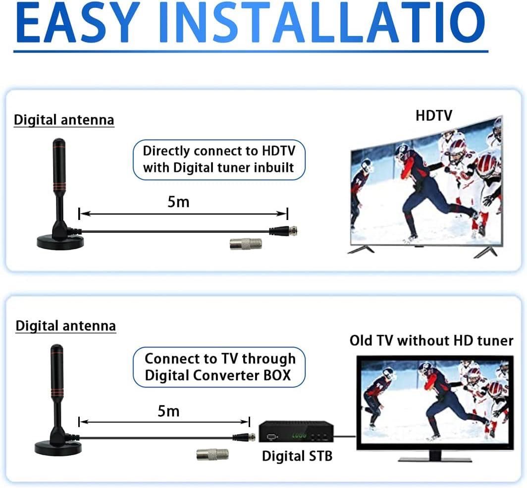 Antena telewizyjna przenośna zewnętrzna/wewnętrzna DVB-T2 podst.magnet