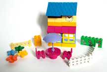 Lego duplo klocki zestaw lodziarnia domki stolik krzesła różowe