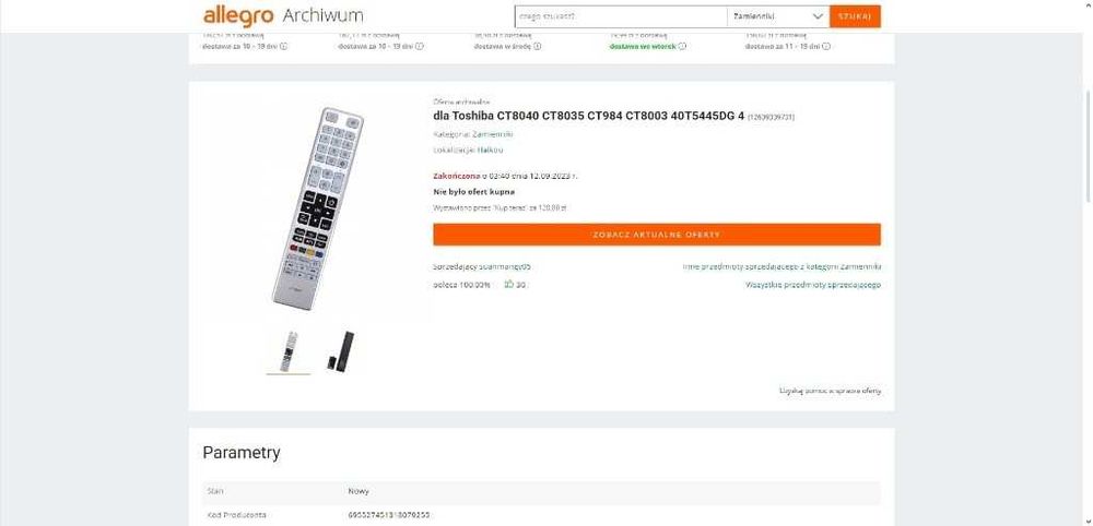 ORYGINALNY PILOT TOSHIBA CT8035 -do telewizorow ! tanio -zapraszam ;-)