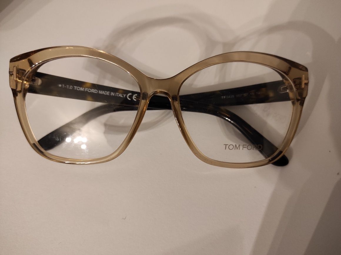 Tom Ford oprawki okulary korekcyjne TF5435 brąz beż złoto 057 new