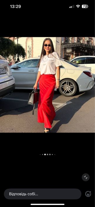 Спідниця червона атласна