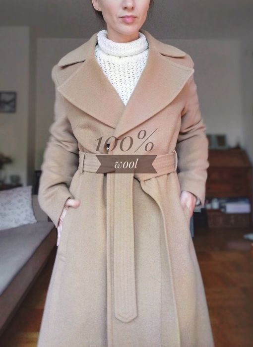 Płaszcz wełniany premium camelowy Madelle r M