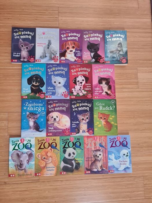 książki z serii ,,Zaopiekuj się mną" i ,,Zosia i jej zoo"