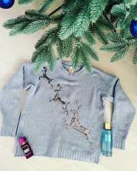 Новогодний свитер светр вʼязаний вязанный с оленями
