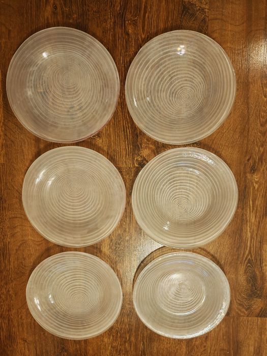 6 talerzy Rotor szkło mrożone Jan Drost HSG Ząbkowice, stan super