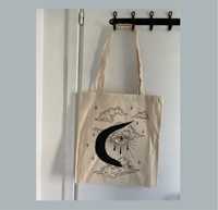 Bawełniana torba ręcznie malowana oko księżyc talizman Pinterest