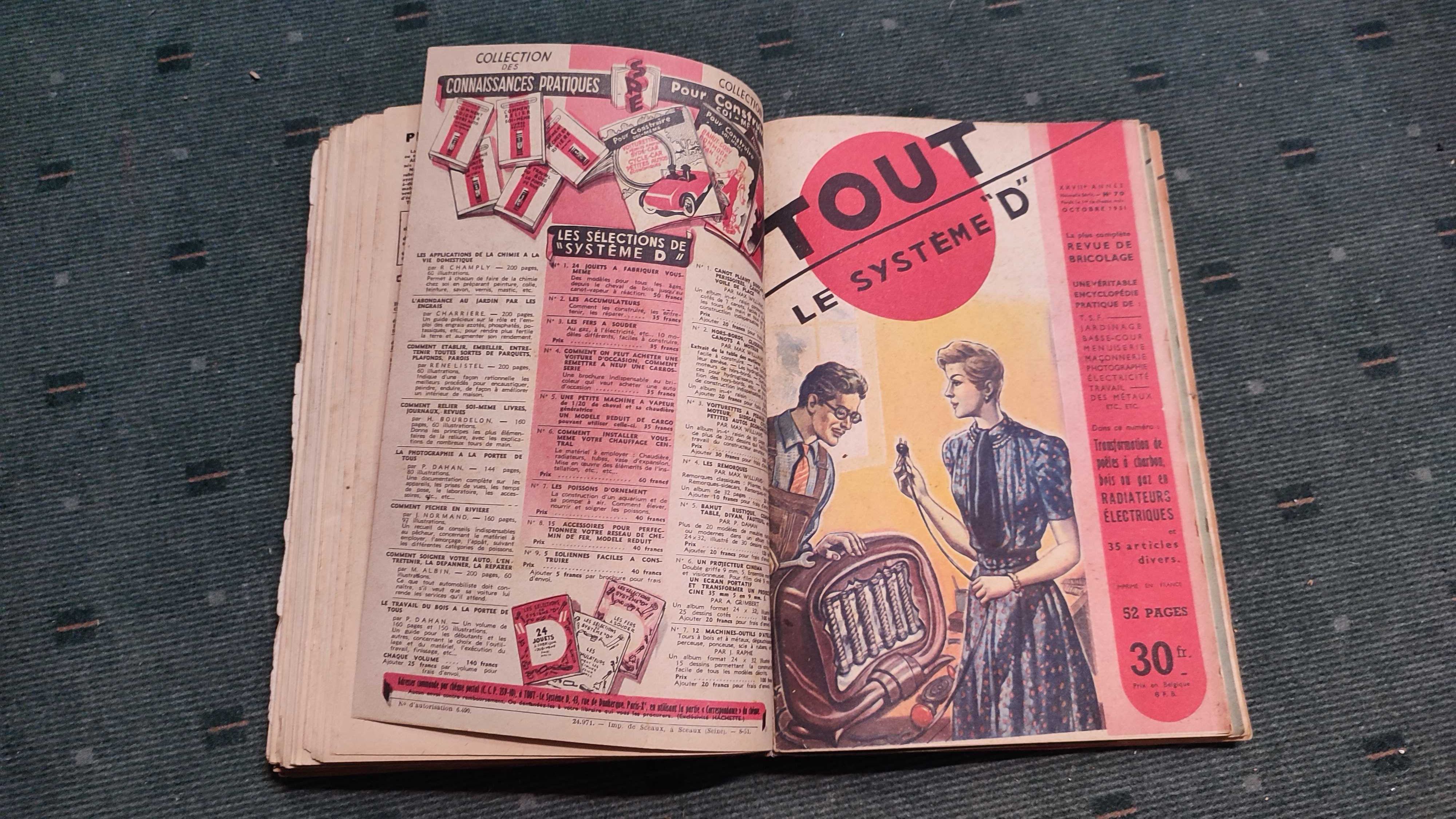 12 Revistas antigas de Bricolage TOUT LE SYSTEME "D" - 1951