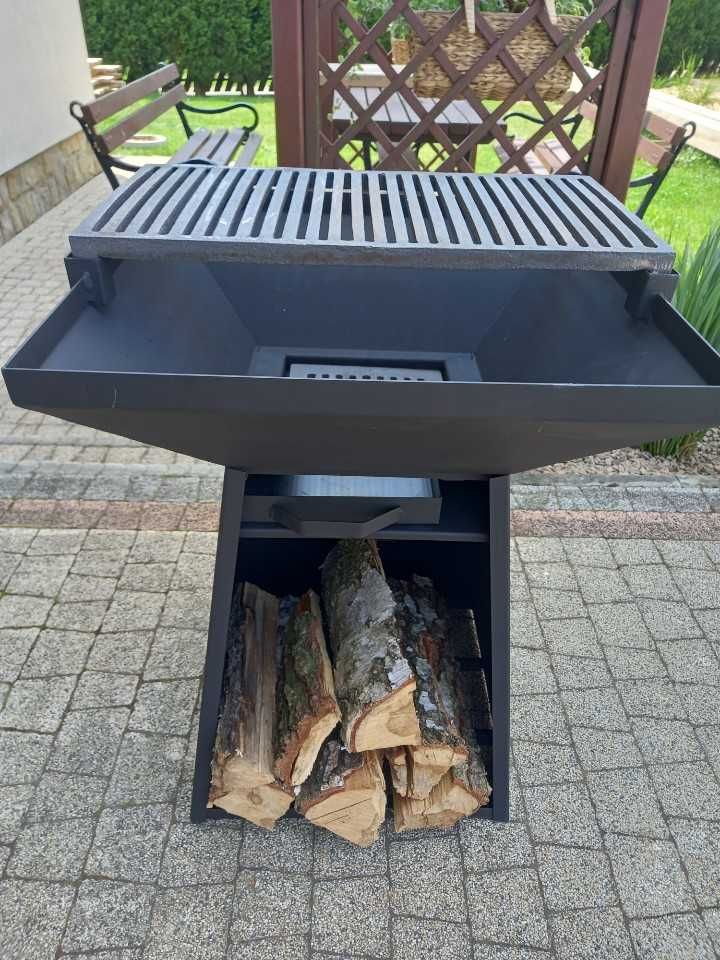 Palenisko ogrodowe wysokie z rusztem żeliwnym - grill
