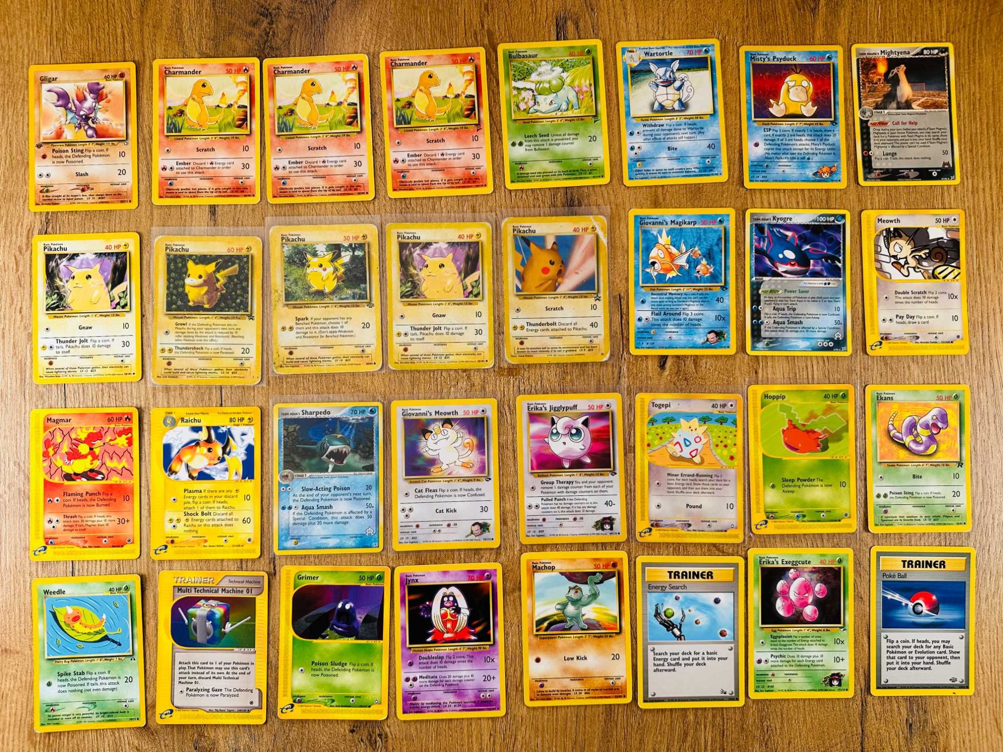 108x Karty Pokemon Stare Vintage - Oryginalne Base Set - Gorszy stan