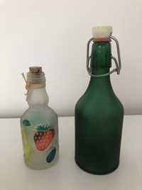 Małe ozdobne butelki buteleczki malowane szkło zestaw 2szt. 24cm 10,5c
