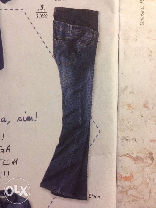Calças ganga jeans evolutivo gravidez pré mamã cocoon