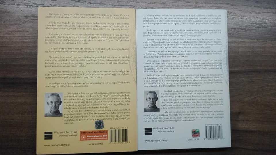 " Zen na co dzień " i " Żywy zen nic niezwykłego " kpl 2 szt Joko Beck
