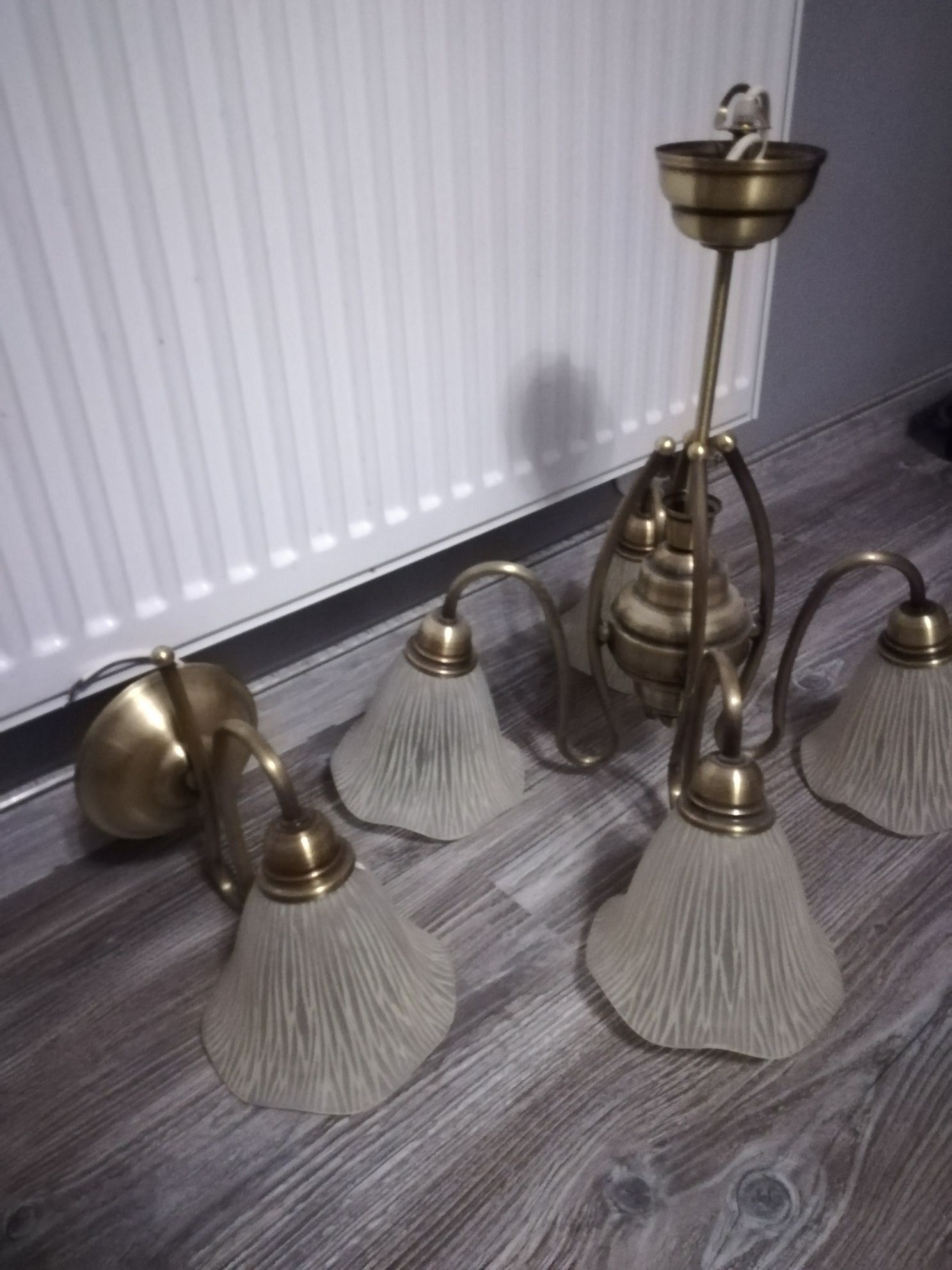 Lampa sufitowa kryształy lub mosiądz plus klosz