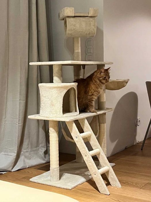 Drapak dla kota 141 cm – domek, hamak  legowiska stabilny 7 poziomów