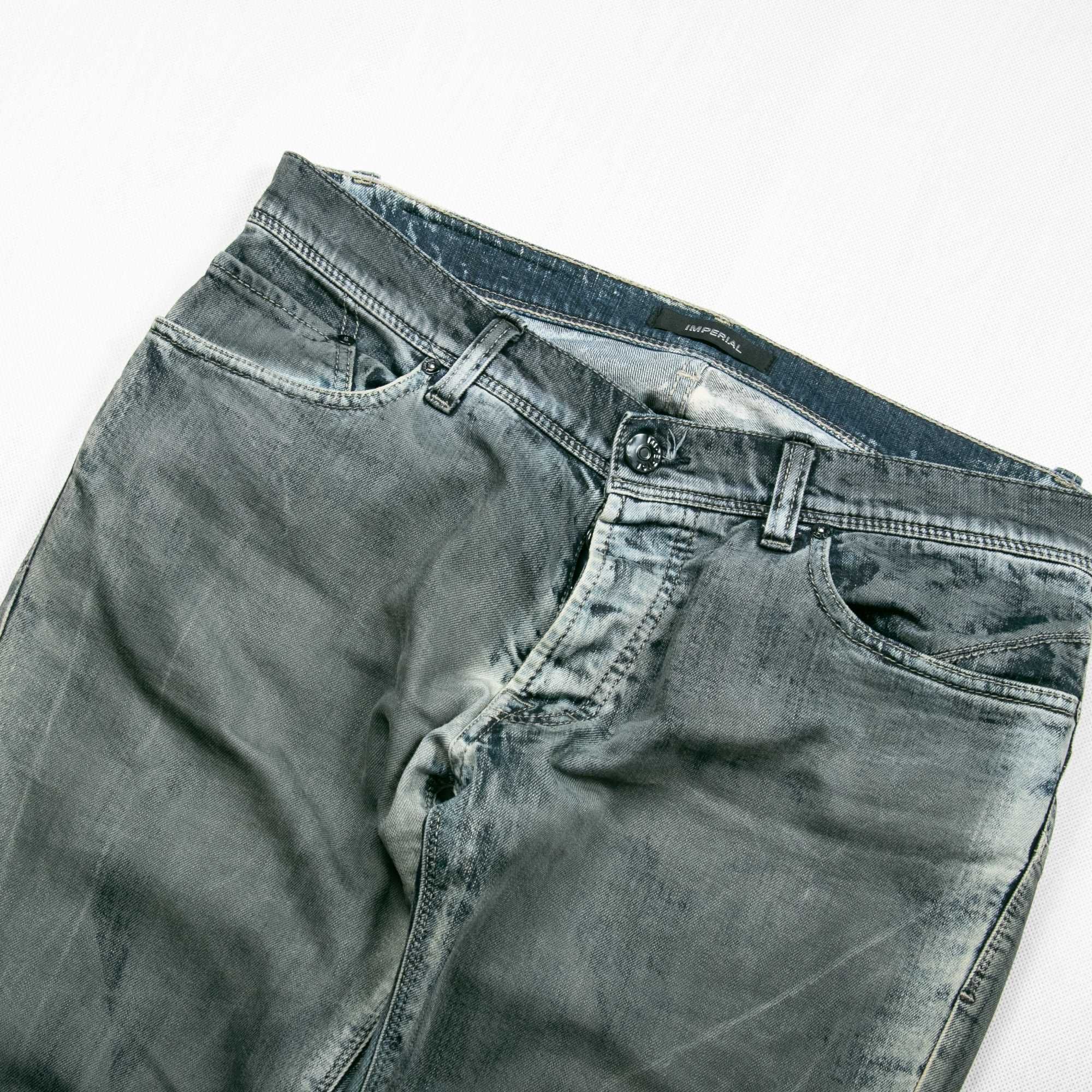 Imperial spodnie jeansowe 48eu/M washed denim niski stan