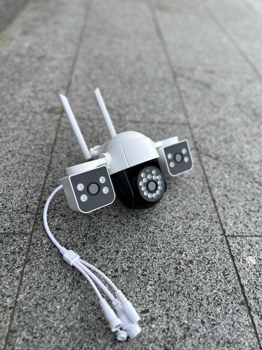 Вулична IP wifi Камера відеонагляду на три лінзи V380 SC05 потрійна