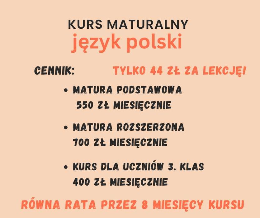 Korepetycje język polski matura online klasa 3 i 4