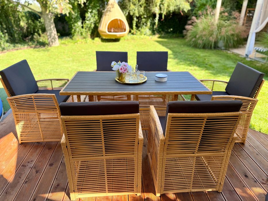 Komplet mebli ogrodowych technorattanowych Tulum – stół i 6 krzeseł