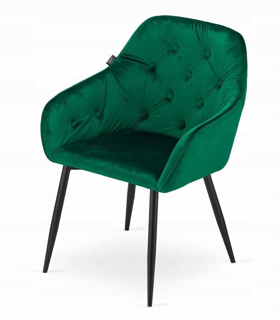 Krzesło tapicerowane FORIO aksamit ciemna zieleń NOWOCZESNY STYL