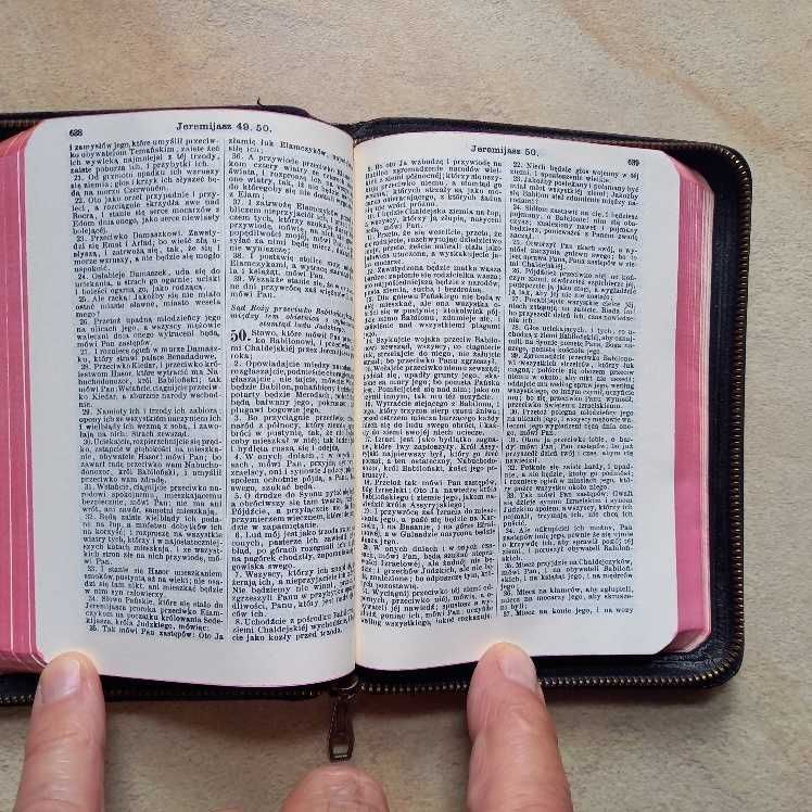 Biblia Gdańska 1970 skóra, zamek, złocenia, mały format - Śliczna