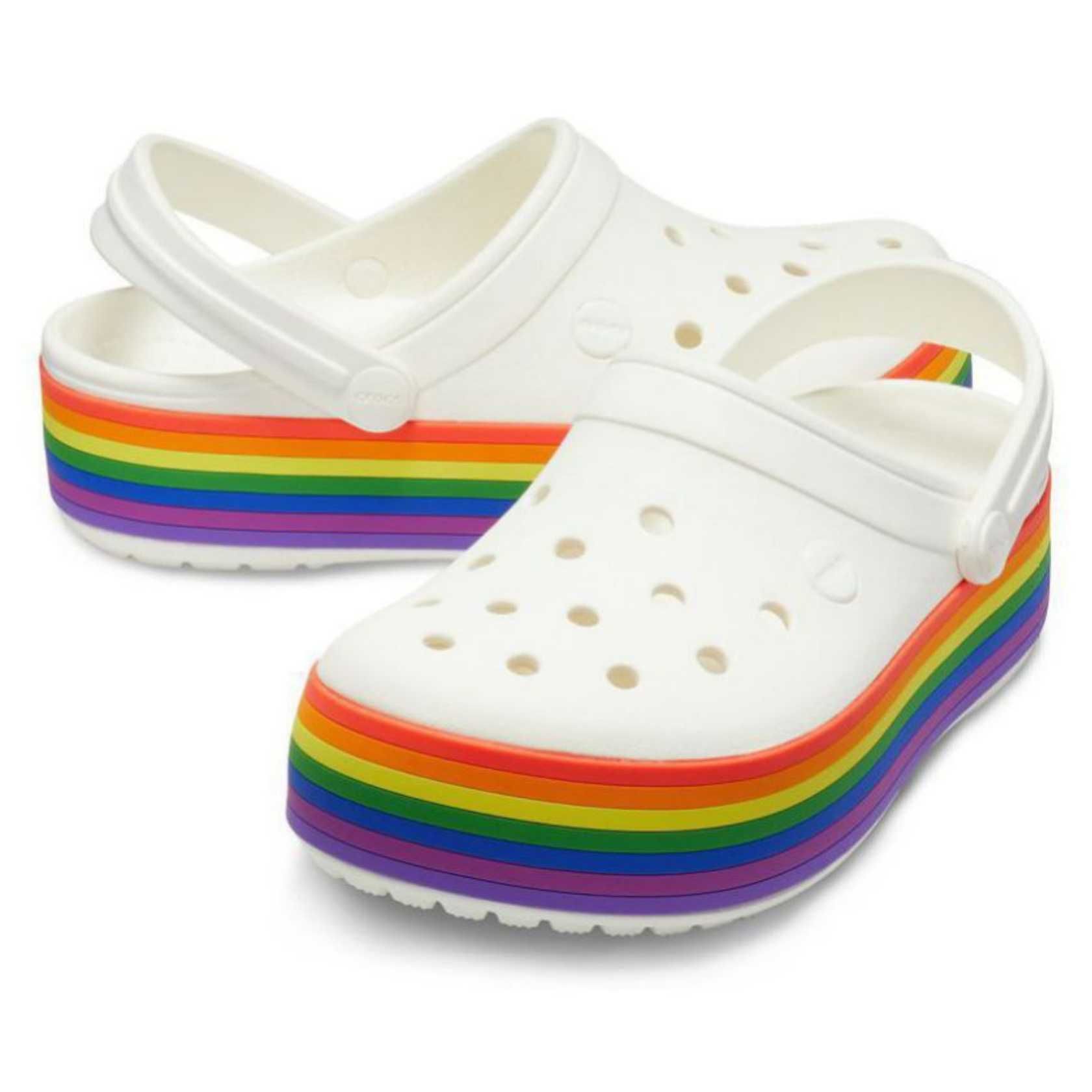 Crocs Crocband Platform rainbow Кроксы на радужной платформе