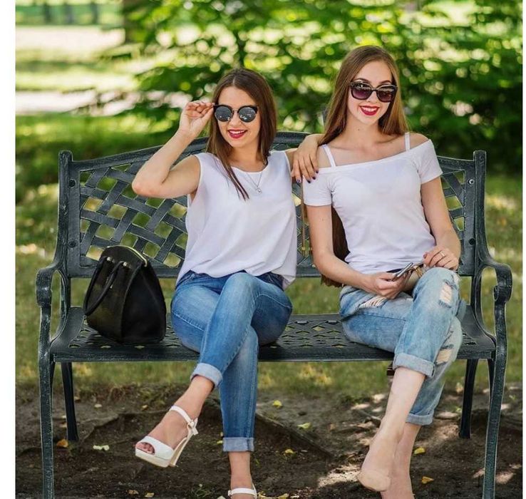 Klasyczna Ławka Ogrodowa Parkowa Aluminiowa Zdobiona 103 x 55 cm