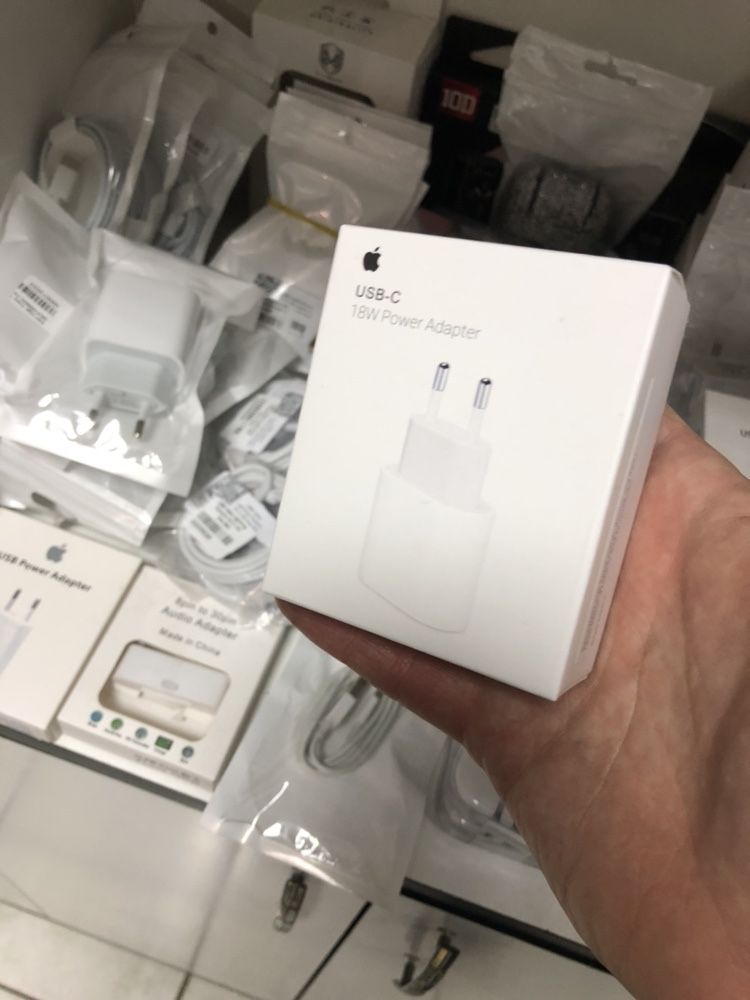 Быстрая зарядка блочек Iphone 13 Блочек 18W USB-C Lightning+стекло