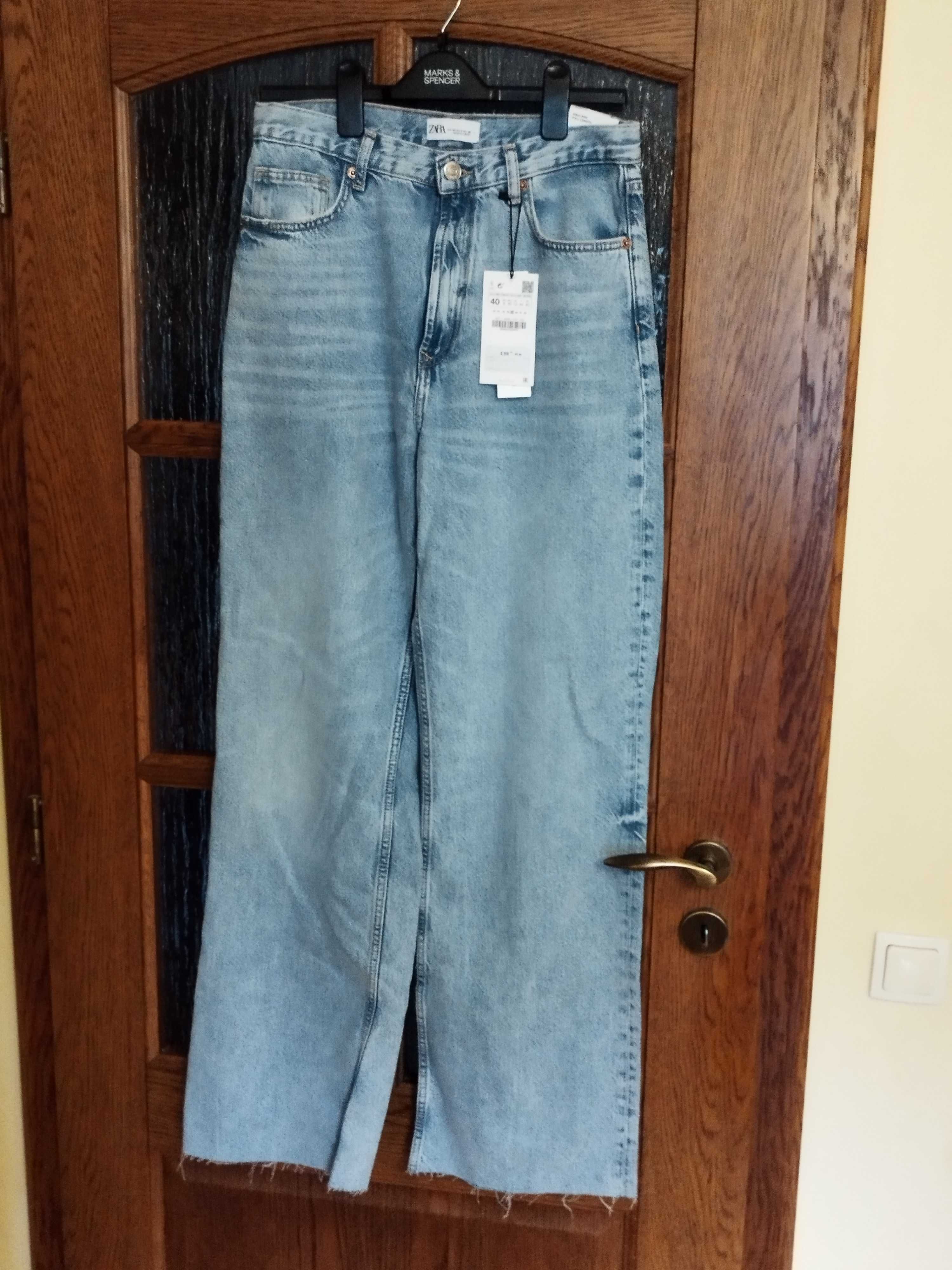 Jeansy dżinsy Zara 40 wide szerokie dzwony oversize boyfriend