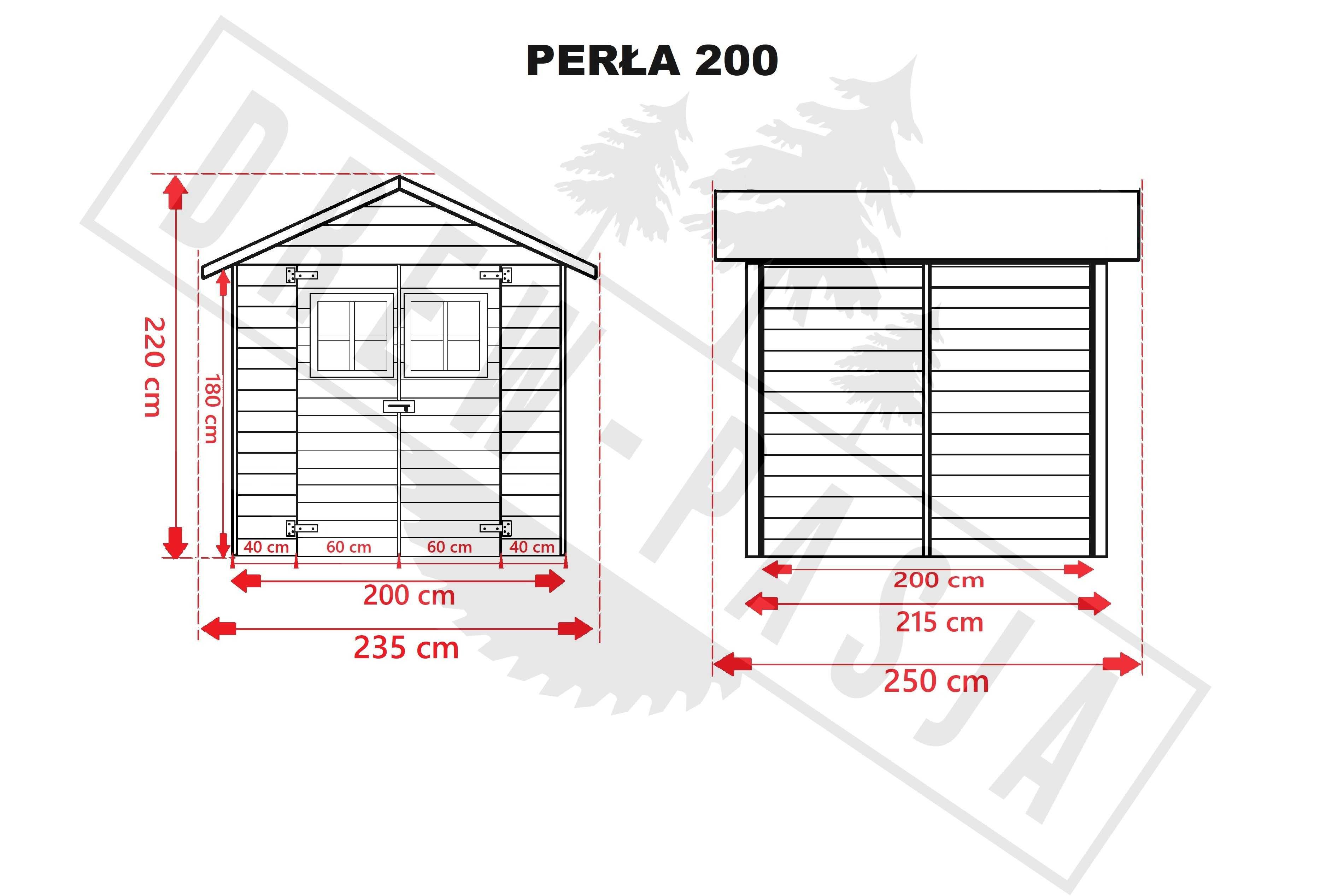 Drewniany ogrodowy domek narzędziowy PERŁA 2x2 (200x215x220) SOLIDNY