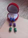 Piękne długie kolczyki wiszące trójkolor kolczyki boho bigle earrings