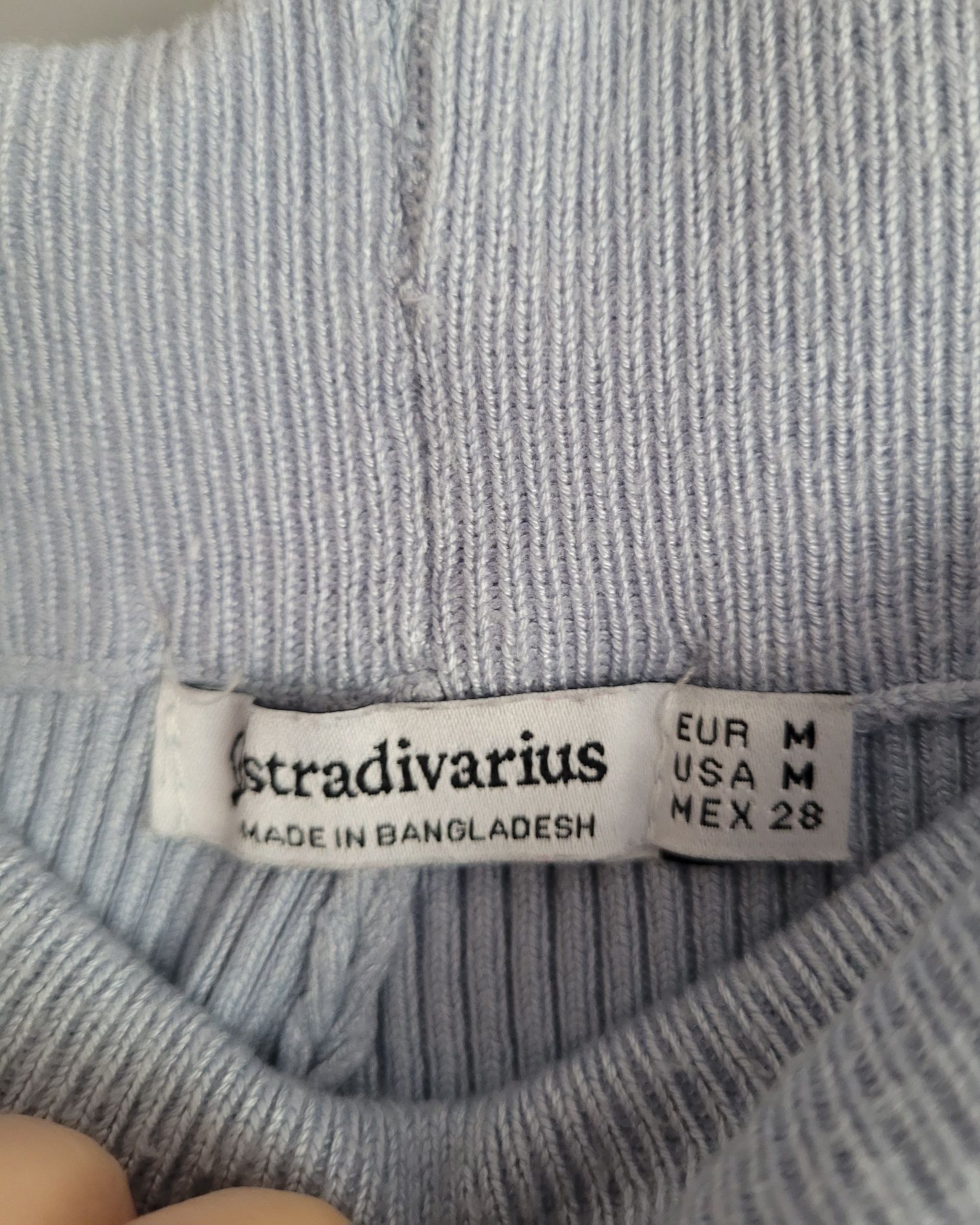 Spodnie prążkowane z szerokimi nogawkami stradivarius baby blue