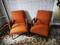 Zestaw 2 foteli PRL Retro Vintage Art Deco Złoty Pomarańcz