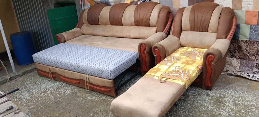Мягкі мебелі, розкладний диван +1 крісло розкладне